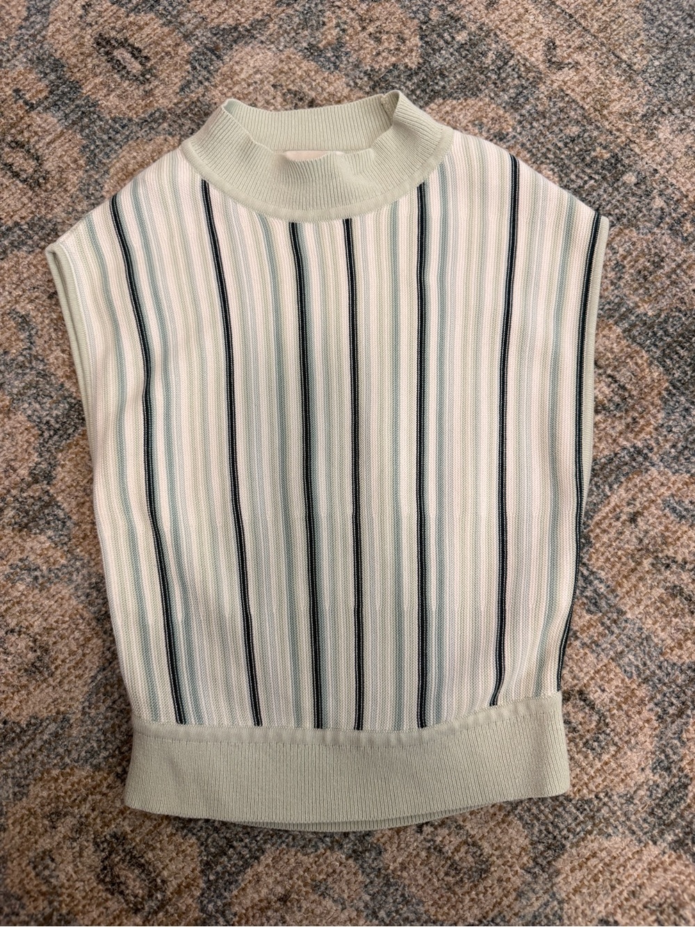 Club Monaco knit sleeveless top mock neck XS vertical stripe